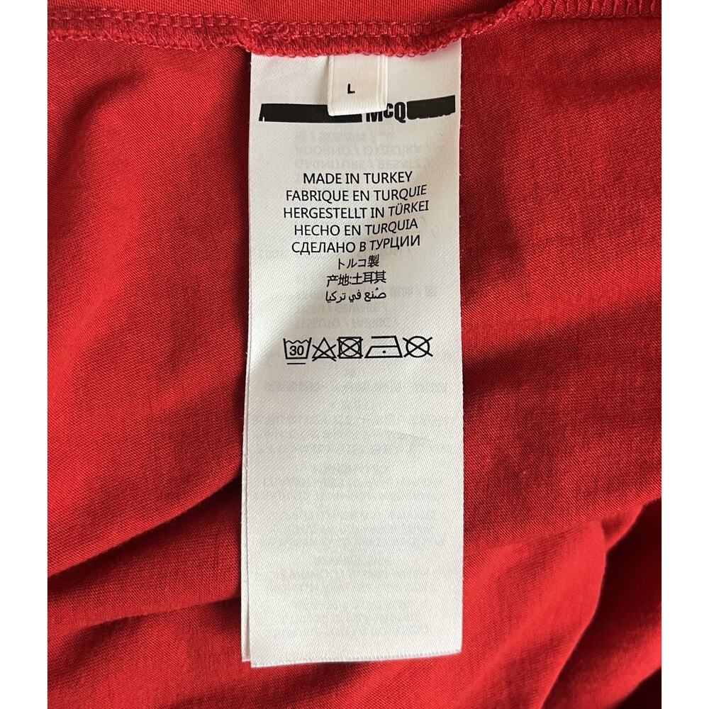 MCQ Alexander McQueen Red All Over Swallow Bird T-Shirt Dress Size Large - Picture 8 of 9